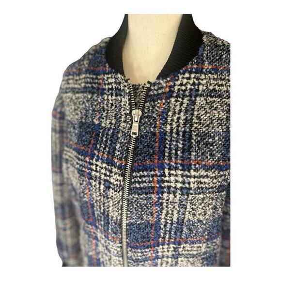 Avec Les Filles - Woman's Plaid Tweed Bomber Jacket Size Medium - Picture 4 of 13